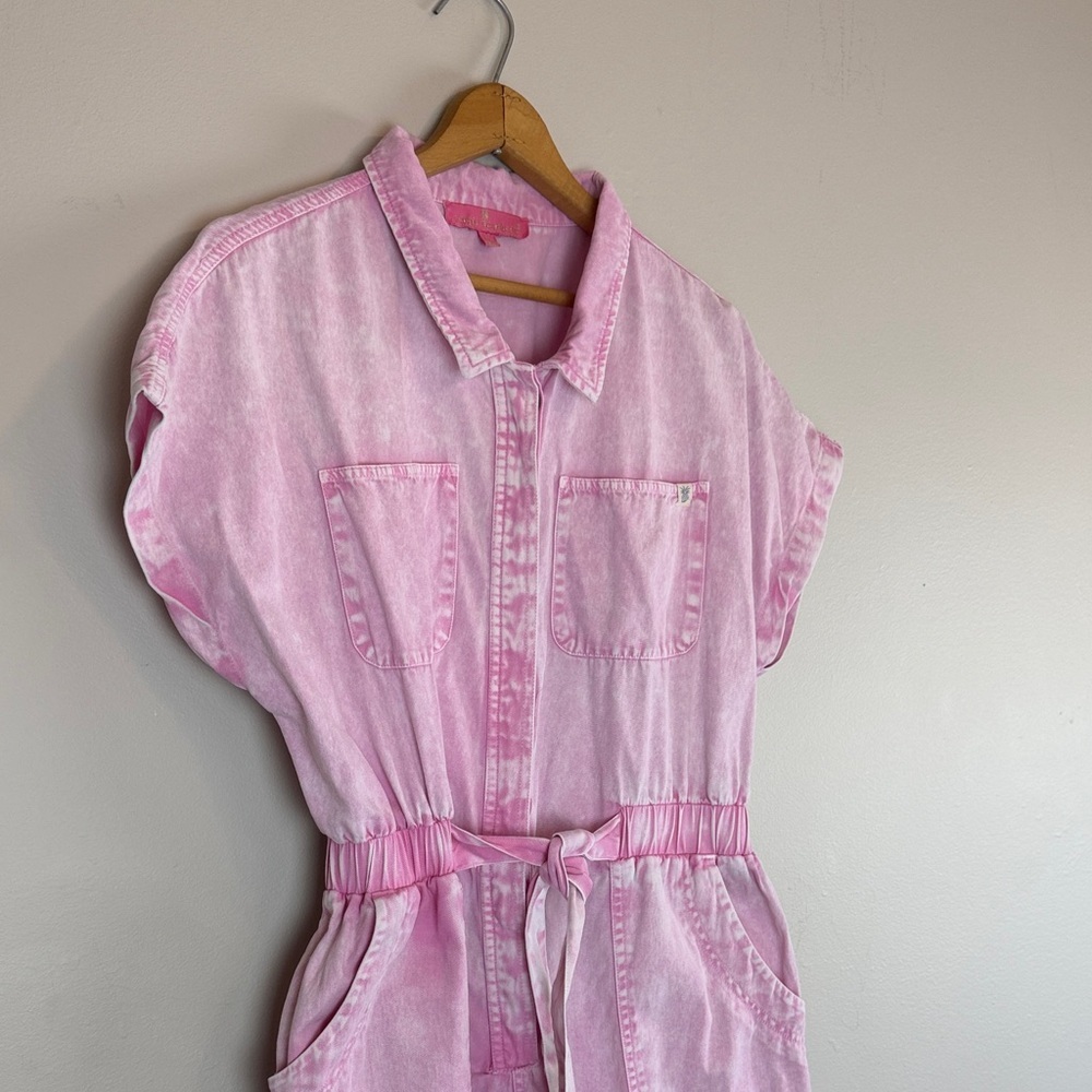 Simply Southern pink "Denim" Jumpsuit women’s size large - Picture 4 of 16